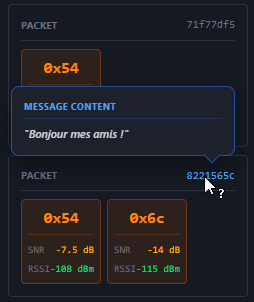Sidebar with cards grouped by packets